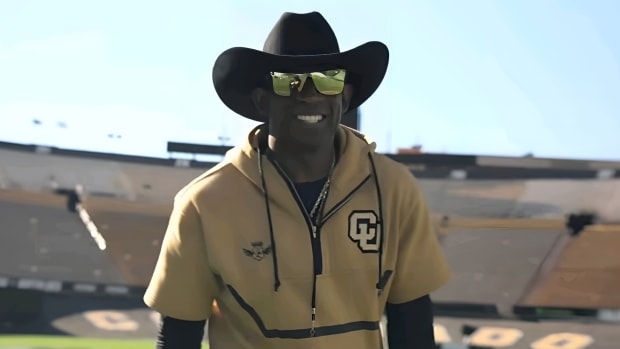Deion Sanders at Folsom Field during practice